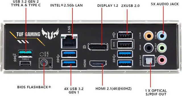 Alt view image 7 of 9 - ASUS TUF GAMING B550-PLUS AMD AM4 (3rd Gen Ryzen) ATX Gaming Motherboard (PCIe 4.0, 2.5Gb LAN, HDMI 2.1, BIOS FlashBack, USB 3.2 Gen 2, Addressable Gen 2 RGB Header and AURA Sync)