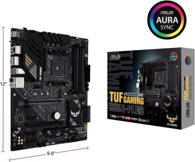 Alt view image 9 of 9 - ASUS TUF GAMING B550-PLUS AMD AM4 (3rd Gen Ryzen) ATX Gaming Motherboard (PCIe 4.0, 2.5Gb LAN, HDMI 2.1, BIOS FlashBack, USB 3.2 Gen 2, Addressable Gen 2 RGB Header and AURA Sync)