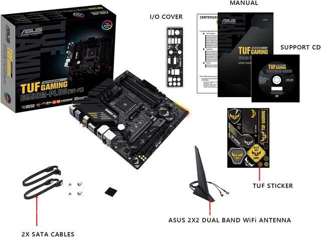Alt view image 7 of 8 - ASUS TUF GAMING B550M-PLUS (Wi-Fi) AMD AM4 (3rd Gen Ryzen) Micro ATX Gaming Motherboard (PCIe 4.0, 2.5Gb LAN, BIOS FlashBack, HDMI 2.1, USB 3.2 Gen 2, Addressable Gen 2 RGB Header and AURA Sync)