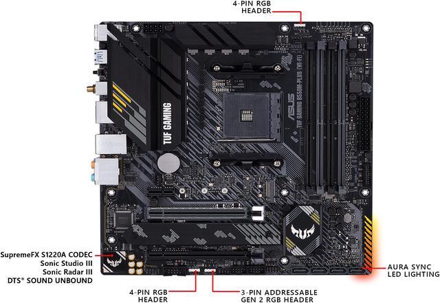 Alt view image 4 of 8 - ASUS TUF GAMING B550M-PLUS AMD AM4 (3rd Gen Ryzen) Micro ATX Gaming Motherboard (PCIe 4.0, 2.5Gb LAN, BIOS FlashBack, HDMI 2.1, USB 3.2 Gen 2, Addressable Gen 2 RGB Header and AURA Sync)