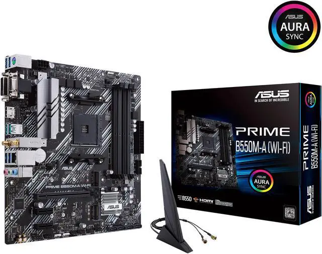 Alt view image 2 of 8 - ASUS Prime B550M-A WiFi AMD AM4 (3rd Gen Ryzen) Micro ATX Motherboard (PCIe 4.0, WiFi 6, ECC Memory, 1Gb LAN, HDMI 2.1/D-Sub, 4K@60HZ, Addressable Gen 2 RGB Header and Aura Sync)