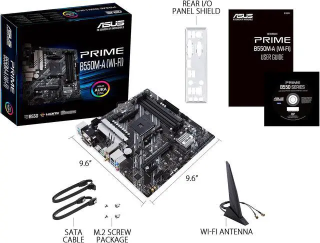 Alt view image 8 of 8 - ASUS Prime B550M-A WiFi AMD AM4 (3rd Gen Ryzen) Micro ATX Motherboard (PCIe 4.0, WiFi 6, ECC Memory, 1Gb LAN, HDMI 2.1/D-Sub, 4K@60HZ, Addressable Gen 2 RGB Header and Aura Sync)