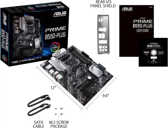Alt view image 9 of 9 - ASUS PRIME B550-PLUS AM4 AMD B550 USB 3.0 HDMI ATX AMD Motherboard