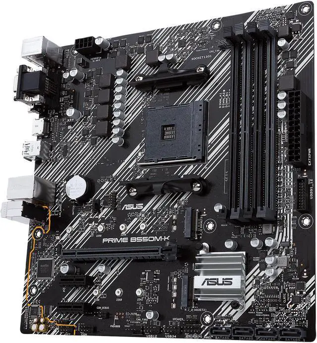 Alt view image 4 of 5 - ASUS PRIME B550M-K AM4 AMD B550 USB 3.0 HDMI Micro ATX AMD Motherboard