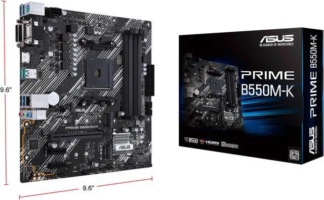 Alt view image 5 of 5 - ASUS PRIME B550M-K AM4 AMD B550 USB 3.0 HDMI Micro ATX AMD Motherboard