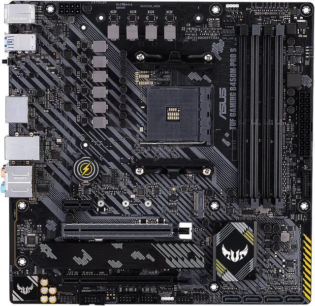 Alt view image 4 of 16 - ASUS TUF GAMING B450M-PRO S AMD AM4 (3rd Gen Ryzen) Micro ATX Gaming Motherboard (8+2 DrMOS Power Stages, 2.5Gb LAN, BIOS FlashBack, AI Noise-Canceling Microphone, USB 3.2 Gen 2 Type-A and Type-C, HDMI, DP, and AURA Sync RGB)
