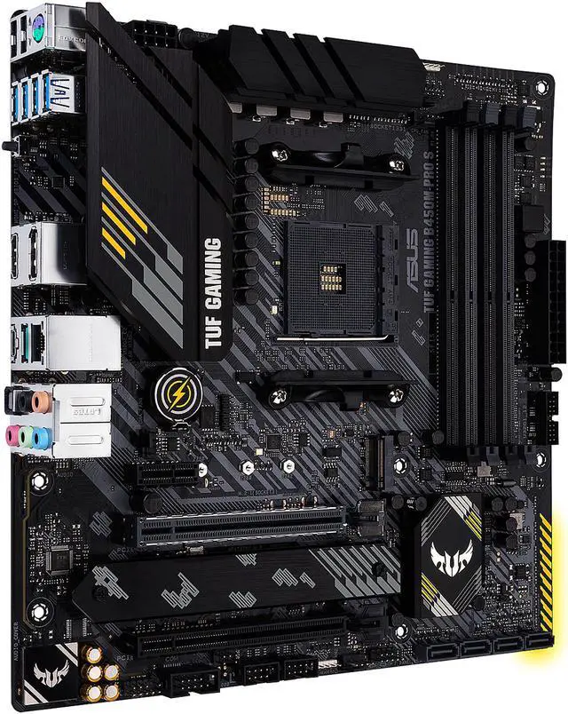 Alt view image 6 of 16 - ASUS TUF GAMING B450M-PRO S AMD AM4 (3rd Gen Ryzen) Micro ATX Gaming Motherboard (8+2 DrMOS Power Stages, 2.5Gb LAN, BIOS FlashBack, AI Noise-Canceling Microphone, USB 3.2 Gen 2 Type-A and Type-C, HDMI, DP, and AURA Sync RGB)