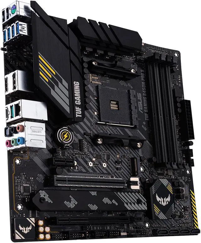 Alt view image 11 of 16 - ASUS TUF GAMING B450M-PRO S AMD AM4 (3rd Gen Ryzen) Micro ATX Gaming Motherboard (8+2 DrMOS Power Stages, 2.5Gb LAN, BIOS FlashBack, AI Noise-Canceling Microphone, USB 3.2 Gen 2 Type-A and Type-C, HDMI, DP, and AURA Sync RGB)