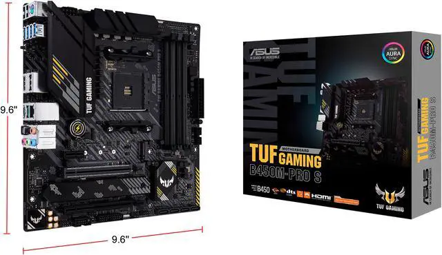 Alt view image 16 of 16 - ASUS TUF GAMING B450M-PRO S AMD AM4 (3rd Gen Ryzen) Micro ATX Gaming Motherboard (8+2 DrMOS Power Stages, 2.5Gb LAN, BIOS FlashBack, AI Noise-Canceling Microphone, USB 3.2 Gen 2 Type-A and Type-C, HDMI, DP, and AURA Sync RGB)