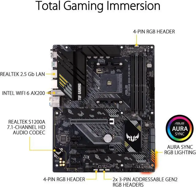 Alt view image 3 of 7 - ASUS TUF GAMING B550-PLUS (WI-FI) AM4 AMD B550 ATX AMD Motherboard