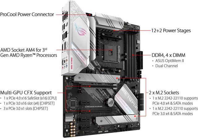 Alt view image 3 of 8 - ASUS ROG STRIX B550-A GAMING AM4 AMD B550 ATX AMD Motherboard