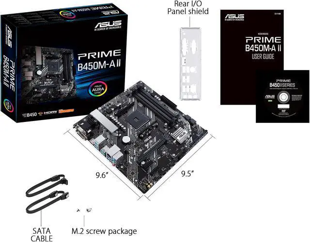 Alt view image 6 of 6 - ASUS Prime B450M-A II AM4 AMD B450 USB 3.0 HDMI Micro ATX AMD Motherboard
