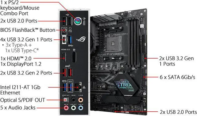Alt view image 6 of 7 - ASUS ROG Strix B450-F Gaming II AMD AM4 (3rd Gen Ryzen) ATX Gaming Motherboard (8+4 Power Stages, HDMI 2.0b/DP, 2 x PCIe 3.0 x16, USB 3.2 Gen 2 Type A, USB Type-C, BIOS FlashBack, 256MB BIOS Flash ROM, AI Noise Canceling Microphone)