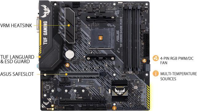 Alt view image 4 of 6 - ASUS TUF GAMING B450M-PLUS II AM4 AMD B450 Micro ATX AMD Motherboard