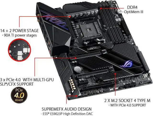 Alt view image 6 of 8 - ASUS ROG Crosshair VIII Dark Hero AM4 AMD X570S SATA 6Gb/s ATX AMD Motherboard