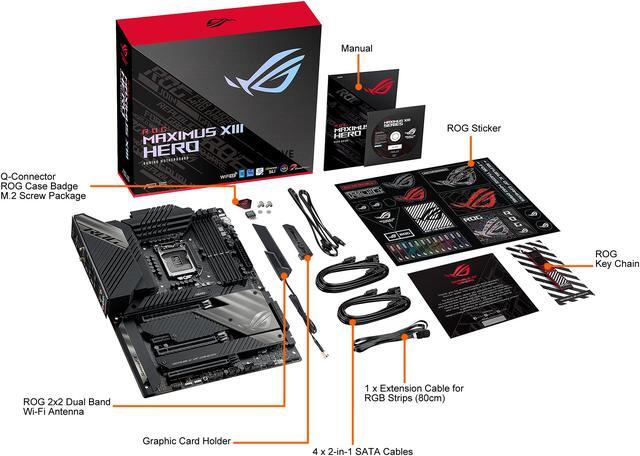 Alt view image 4 of 5 - ASUS ROG Maximus XIII Hero (WiFi 6E) Z590 LGA 1200 (Intel 11th/10th Gen) ATX Gaming Motherboard (PCIe 4.0, 14+2 Power Stages, DDR4 5333+, Dual 2.5Gb LAN, Thunderbolt 4 Onboard, Bluetooth v5.2, Quad M.2/NVMe SSD, Aura RGB Lighting)