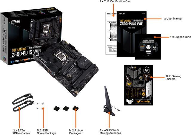Alt view image 6 of 6 - ASUS TUF Gaming Z590-Plus WiFi 6, LGA 1200 (Intel 11th/10th Gen) ATX Gaming Motherboard (PCIe 4.0, 3 x M.2/NVMe SSD, 14+2 Power Stages, USB 3.2 Gen 1 Front Panel Type-C, 2.5Gb LAN, Thunderbolt 4 Support, Aura RGB Lighting)
