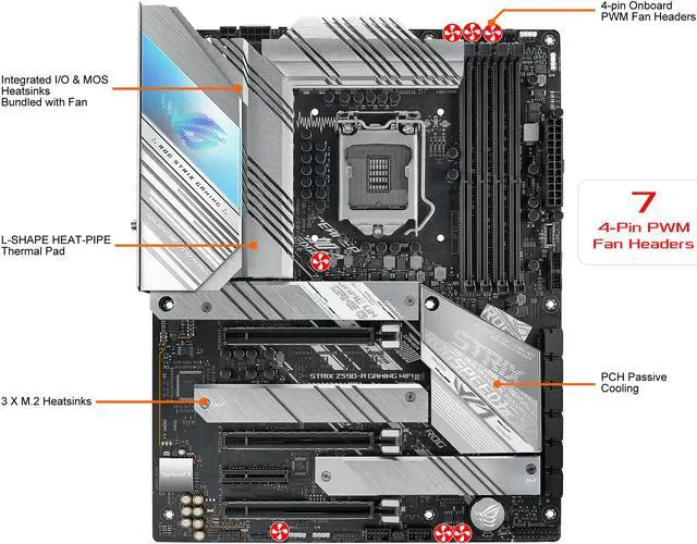 Alt view image 3 of 4 - ASUS ROG Strix Z590-A Gaming WiFi 6 LGA 1200 (Intel 11th/10th Gen) ATX White Scheme Gaming Motherboard (14+2 Power Stages, DDR4 5333, WiFi 6, Intel 2.5Gb LAN, Thunderbolt 4 Support, 3 x M.2/NVMe SSD)