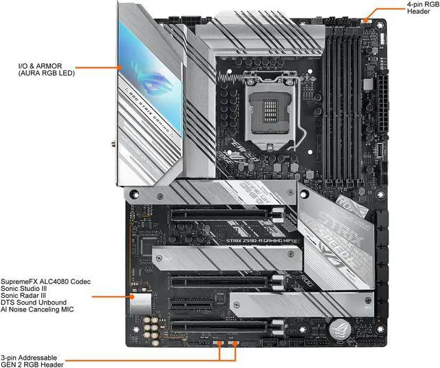 Alt view image 4 of 4 - ASUS ROG Strix Z590-A Gaming WiFi 6 LGA 1200 (Intel 11th/10th Gen) ATX White Scheme Gaming Motherboard (14+2 Power Stages, DDR4 5333, WiFi 6, Intel 2.5Gb LAN, Thunderbolt 4 Support, 3 x M.2/NVMe SSD)