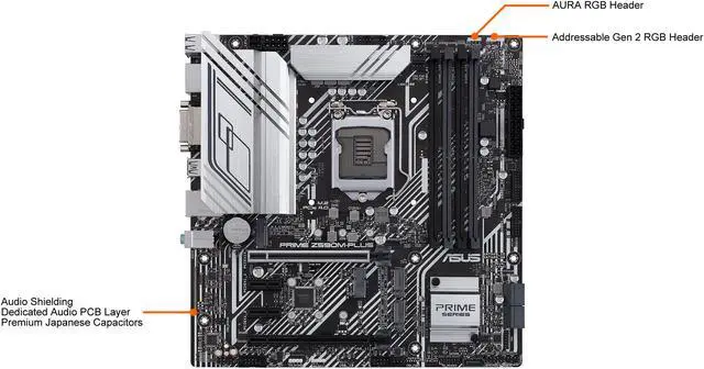 Alt view image 3 of 6 - ASUS PRIME Z590M-PLUS LGA 1200 Intel Z590 Micro ATX Intel Motherboard