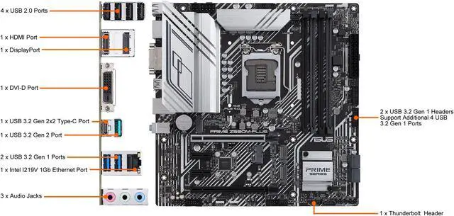 Alt view image 6 of 6 - ASUS PRIME Z590M-PLUS LGA 1200 Intel Z590 Micro ATX Intel Motherboard