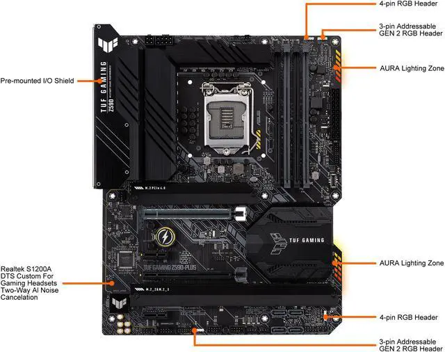 Alt view image 3 of 6 - ASUS TUF GAMING Z590-PLUS LGA 1200 Intel Z590 ATX Intel Motherboard