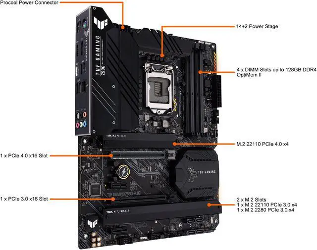 Alt view image 5 of 6 - ASUS TUF GAMING Z590-PLUS LGA 1200 Intel Z590 ATX Intel Motherboard
