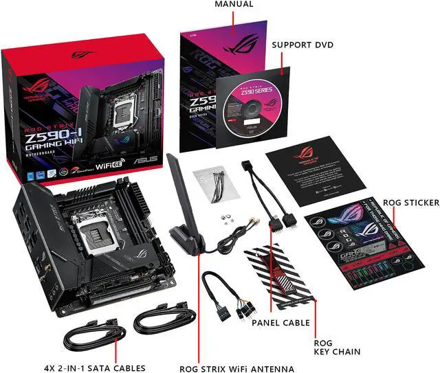 Alt view image 5 of 9 - ASUS ROG STRIX Z590-I GAMING WIFI LGA 1200 Intel Z590 Mini ITX Intel Motherboard