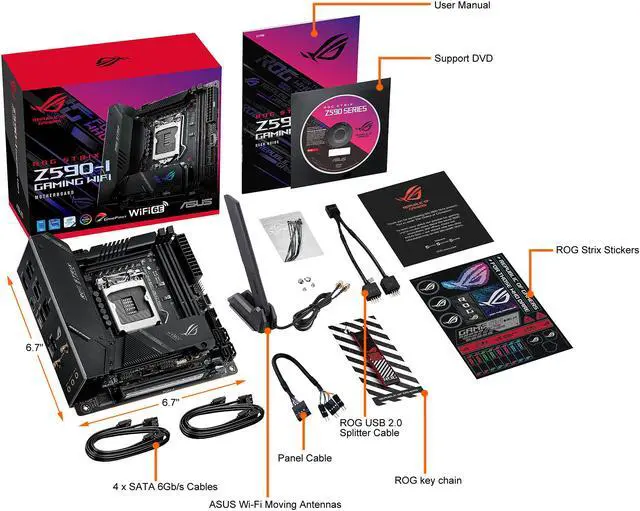 Alt view image 9 of 9 - ASUS ROG STRIX Z590-I GAMING WIFI LGA 1200 Intel Z590 Mini ITX Intel Motherboard