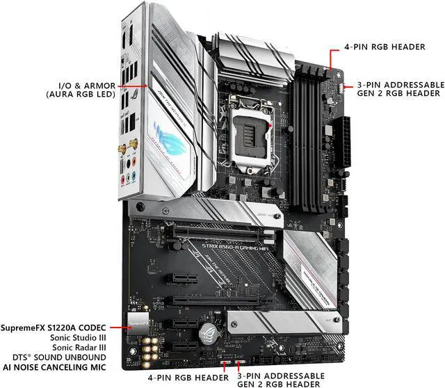 Alt view image 4 of 7 - ASUS ROG STRIX B560-A GAMING WIFI LGA 1200 Intel B560 ATX Intel Motherboard