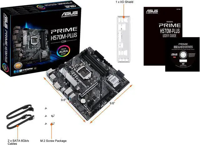 Alt view image 8 of 9 - ASUS PRIME H570M-PLUS/CSM LGA 1200 Intel H570 Micro ATX Intel Motherboard