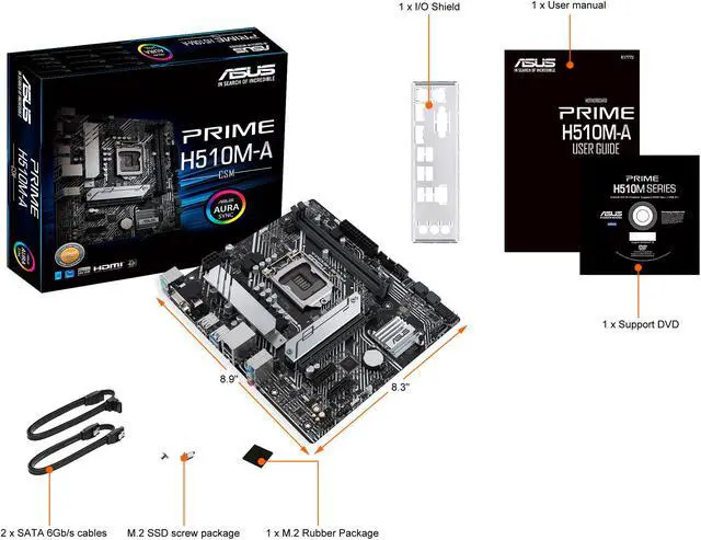 Alt view image 6 of 7 - ASUS PRIME H510M-A/CSM LGA 1200 Intel H510 Micro ATX Intel Motherboard