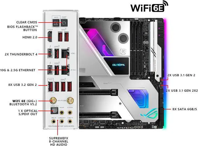 Alt view image 6 of 7 - ASUS ROG Maximus XIII Extreme Glacial LGA 1200 Intel Z590 Extended ATX Intel Motherboard
