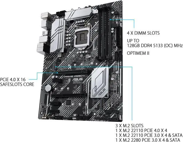 Alt view image 5 of 7 - ASUS PRIME Z590-V LGA 1200 Intel Z590 ATX Intel Motherboard