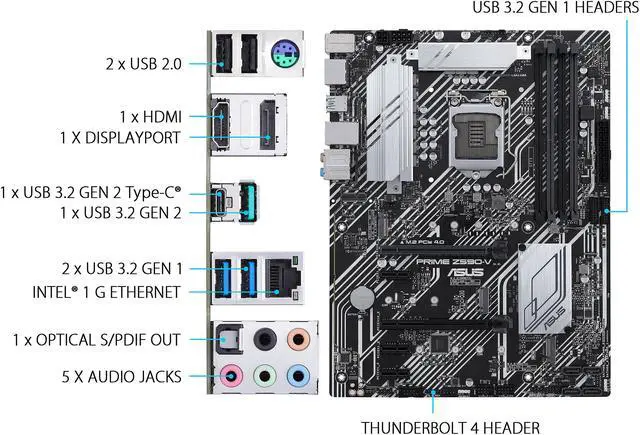 Alt view image 6 of 7 - ASUS PRIME Z590-V LGA 1200 Intel Z590 ATX Intel Motherboard