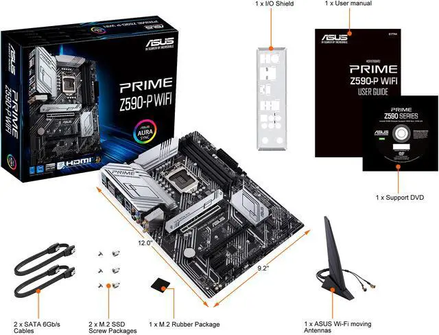 Alt view image 8 of 9 - ASUS Prime Z590-P WiFi LGA 1200 (Intel 11th / 10th Gen) ATX Motherboard (PCIe 4.0, 10+1 Power Stages, 3 x M.2, WiFi 6, 2.5Gb LAN, Front Panel USB 3.2 Gen 1 USB Type-C, Thunderbolt 4 Support, Aura Sync RGB)