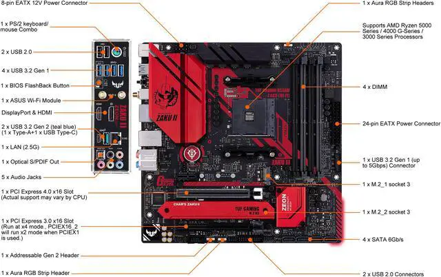 Alt view image 2 of 8 - ASUS TUF GAMING B550M-ZAKU (WI-FI) AM4 AMD B550 Micro ATX AMD Motherboard