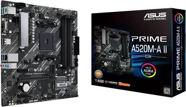 Alt view image 6 of 7 - ASUS PRIME A520M-A II/CSM AMD AM4 (Ryzen 5000 Series) Micro ATX Commercial Motherboard (ECC Memory, M.2 Support, 1Gb Ethernet, DP/HDMI 2.1/D-Sub, 4K@60HZ, USB 3.2 Gen 1 Type-A, ARGB Header with AURA Sync and ASUS Control Center Express)