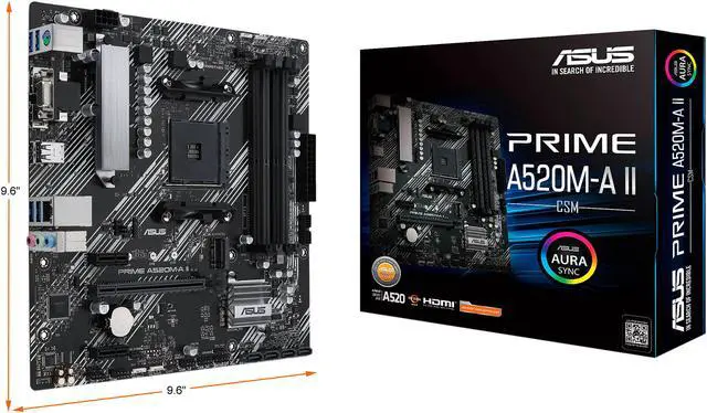 Alt view image 7 of 7 - ASUS PRIME A520M-A II/CSM AMD AM4 (Ryzen 5000 Series) Micro ATX Commercial Motherboard (ECC Memory, M.2 Support, 1Gb Ethernet, DP/HDMI 2.1/D-Sub, 4K@60HZ, USB 3.2 Gen 1 Type-A, ARGB Header with AURA Sync and ASUS Control Center Express)