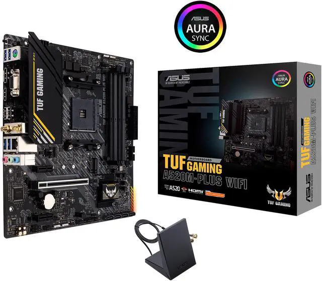 Alt view image 5 of 5 - ASUS TUF Gaming A520M-PLUS (WiFi) AMD AM4 (3rd Gen Ryzen™) microATX Gaming Motherboard (M.2 Support, 802.11ac Wi-Fi, DisplayPort, HDMI, D-Sub, USB 3.2 Gen 1 Type-A and Aura Addressable Gen 2 headers)