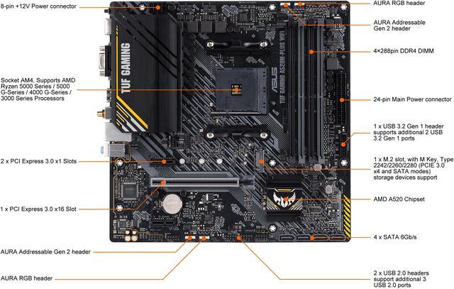 ASUS TUF Gaming A520M PLUS WiFi AMD AM4 3rd Gen Ryzen