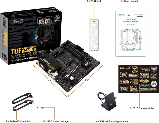 Alt view image 4 of 5 - ASUS TUF Gaming A520M-PLUS (WiFi) AMD AM4 (3rd Gen Ryzen™) microATX Gaming Motherboard (M.2 Support, 802.11ac Wi-Fi, DisplayPort, HDMI, D-Sub, USB 3.2 Gen 1 Type-A and Aura Addressable Gen 2 headers)