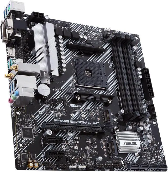 Alt view image 4 of 7 - ASUS PRIME B550M-A AC AMD AM4 mATX motherboard with impressive features, including PCIe 4.0, dual M.2 slots, WiFi, HDMI, D-Sub, DVI, SATA 6 Gbps, USB 3.2 Gen 2 ports, and Aura Sync RGB lighting