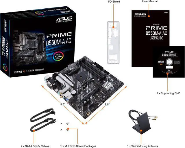 Alt view image 6 of 7 - ASUS PRIME B550M-A AC AMD AM4 mATX motherboard with impressive features, including PCIe 4.0, dual M.2 slots, WiFi, HDMI, D-Sub, DVI, SATA 6 Gbps, USB 3.2 Gen 2 ports, and Aura Sync RGB lighting