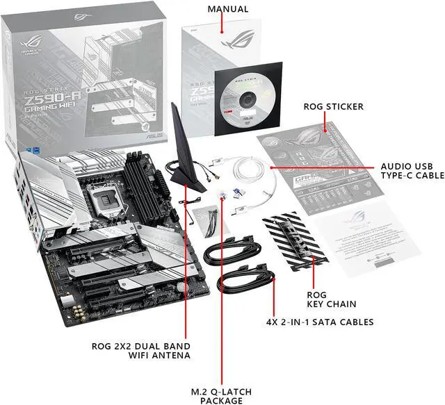Alt view image 7 of 9 - Asus ROG Strix Z590-A Gaming WiFi II Intel®Z590 LGA 1200 ATX motherboard with PCIe 4.0, 14+2 teamed power stages, Two-Way AI Noise Cancelation, AI Overclocking, AI Cooling, AI Networking, WiFi 6 (802.11ax), Intel® 2.5 Gb Ethernet.