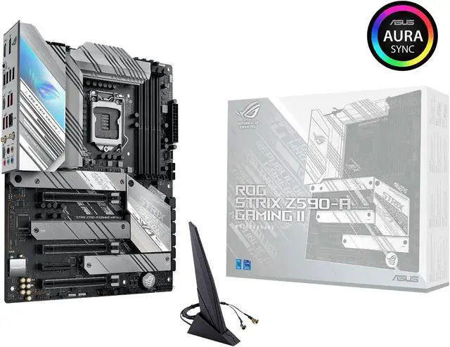Alt view image 9 of 9 - Asus ROG Strix Z590-A Gaming WiFi II Intel®Z590 LGA 1200 ATX motherboard with PCIe 4.0, 14+2 teamed power stages, Two-Way AI Noise Cancelation, AI Overclocking, AI Cooling, AI Networking, WiFi 6 (802.11ax), Intel® 2.5 Gb Ethernet.