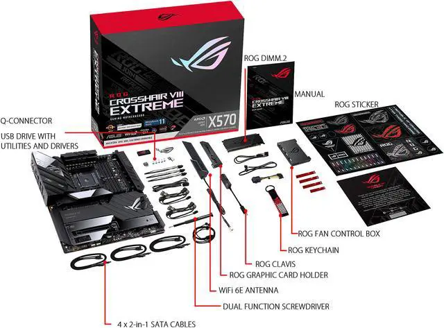 Alt view image 6 of 6 - ASUS ROG Crosshair VIII Extreme AMD AM4 X570S EATX Gaming Motherboard (PCIe 4.0, Passive PCH Heatsink, 18+2 Power Stages, 5 x M.2 Slots, Wi-Fi 6E, 2" LiveDash OLED, USB 3.2 Gen 2x2 Front-panel Connector with PD 3.0 60W, 10Gb & 2.5Gb LAN)