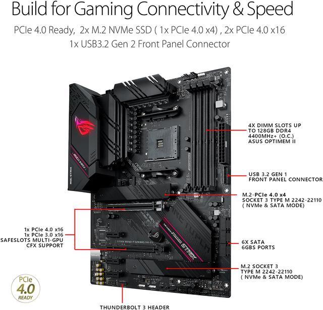 Alt view image 4 of 7 - Asus ROG STRIX B550-F GAMING WIFI II AMD AM4 (3rd Gen Ryzen) ATX Gaming Motherboard (PCIe 4.0,WiFi 6E, 2.5Gb LAN, BIOS FlashBack, HDMI 2.1, Addressable Gen 2 RGB Header and AURA Sync)
