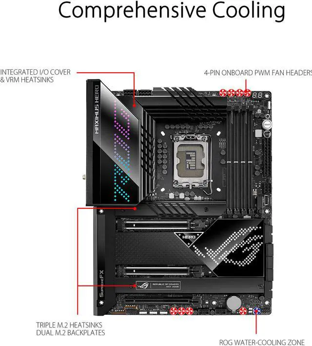 Alt view image 4 of 6 - ASUS ROG Maximus Z690 Hero(WiFi 6E) LGA 1700(Intel®12th&13th Gen) ATX gaming motherboard(PCIe 5.0,DDR5, 20+1 90A power stages,2.5Gb LAN,Bluetooth V5.2,2x Thunderbolt 4 ports,5xM.2/NVMe SSD,Front panel USB 3.2 Gen 2x2 Type-C connector)