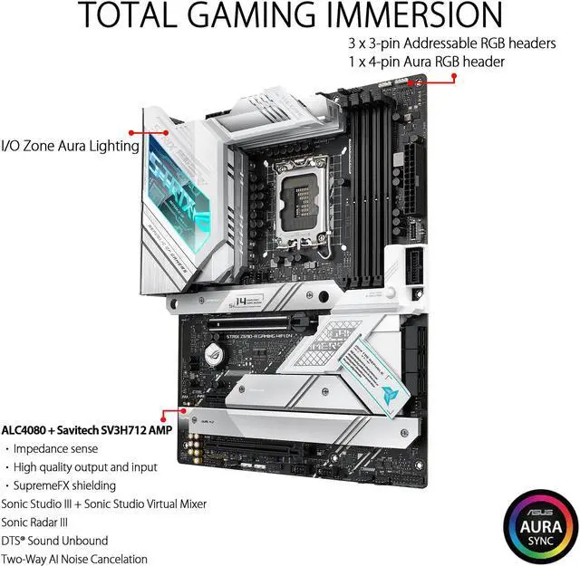Alt view image 3 of 7 - ASUS ROG Strix Z690-A Gaming WiFi D4 LGA 1700(Intel® 12th&13th Gen) ATX gaming motherboard(PCIe 5.0, DDR4,16+1 power stages,WiFi 6,Intel 2.5 Gb LAN,Bluetooth v5.2,Thunderbolt 4,4xM.2/NVMe SSD and Front panel USB 3.2 Gen 2x2 Type-C connector